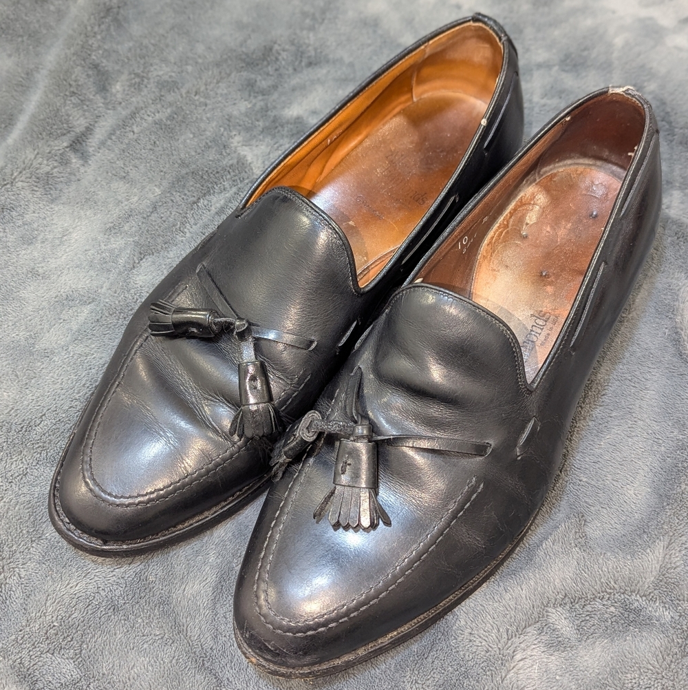 Allen Edmonds Grayson Tassel Loafers 10 D Black Leather Slip On Shoes Formal